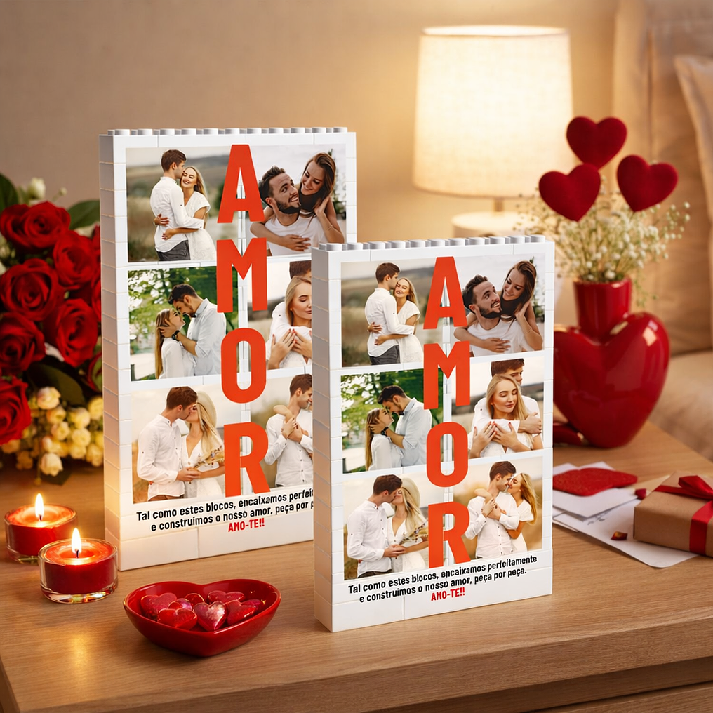 Puzzle Brick - Parede de Blocos Personalizada com 6 Fotografias e Dedicatória 4