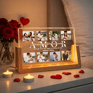 Candeeiro LED Personalizado - 8 Fotografias e Texto (Dia dos Namorados)