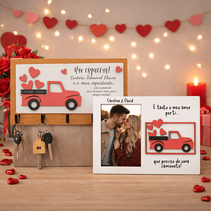 Conjunto Chaveiro de Parede + Moldura Camionete | Especial Dia dos Namorados