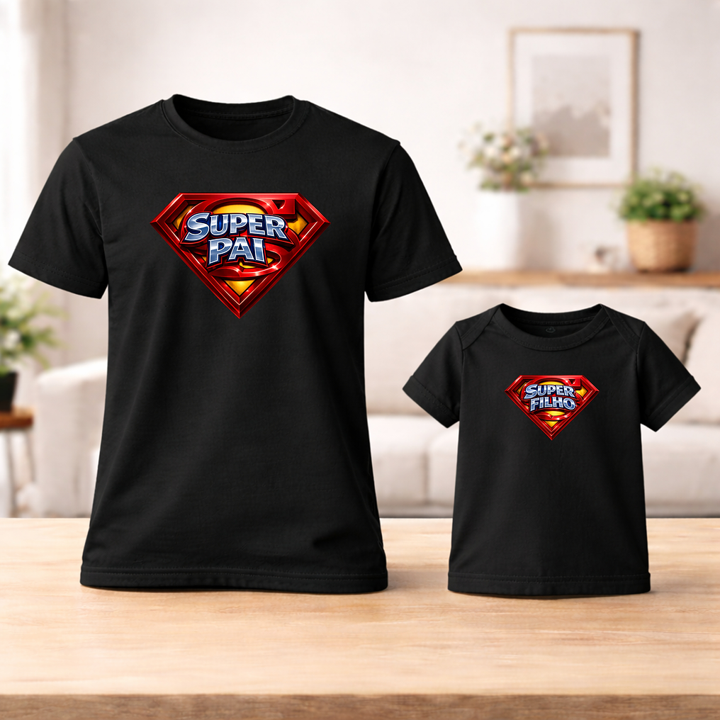 Conjunto SuperPai – T-shirts e Body Pai e Filhos 1