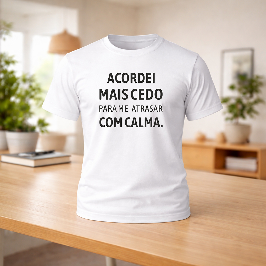 T-shirt “Acordei mais cedo para me atrasar com calma” 2
