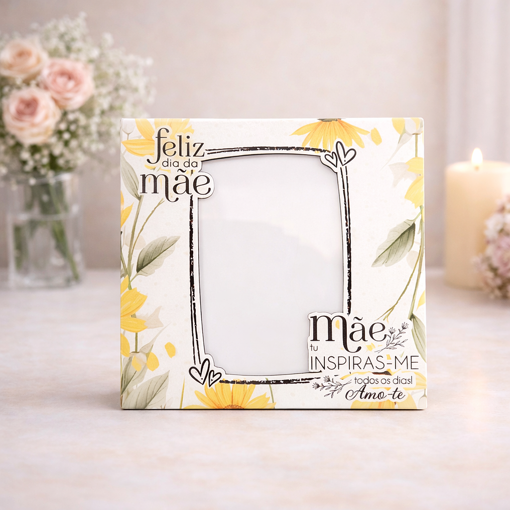 Conjunto Moldura e Caneca Personalizados - Dia da Mãe, Tema Floral_amarelo 5