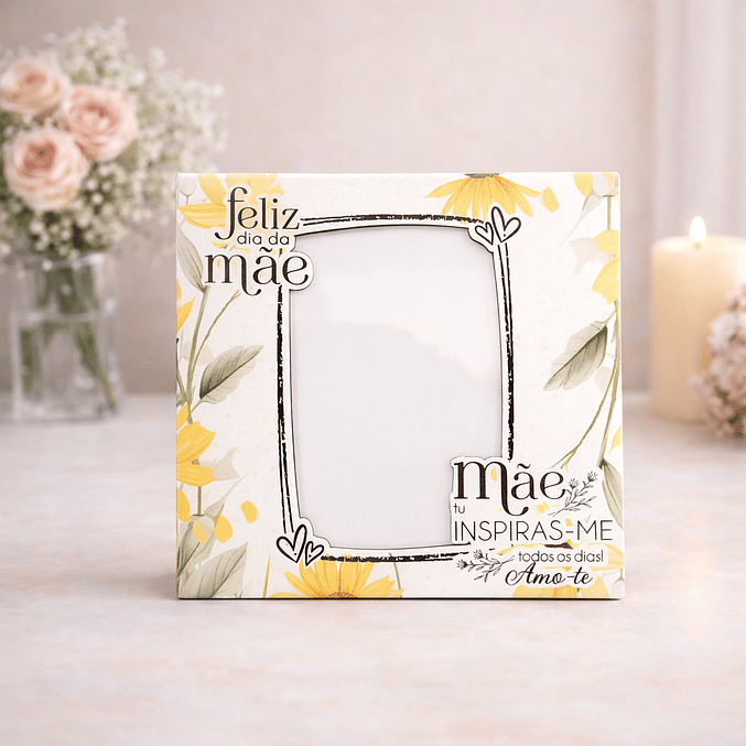 Conjunto Moldura e Caneca Personalizados - Dia da Mãe, Tema Floral_amarelo 5