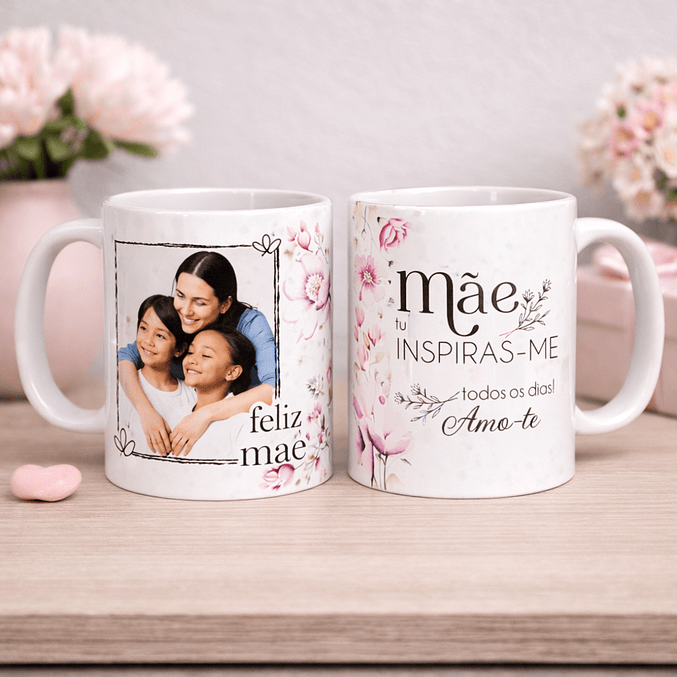 Conjunto Moldura e Caneca Personalizados - Dia da Mãe, Tema Floral_lilás 4