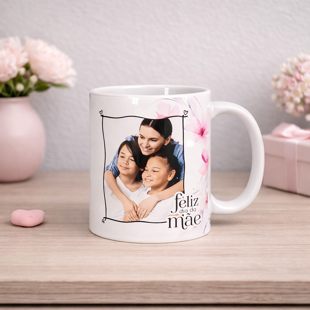 Conjunto Moldura e Caneca Personalizados - Dia da Mãe, Tema Floral_rosa 5
