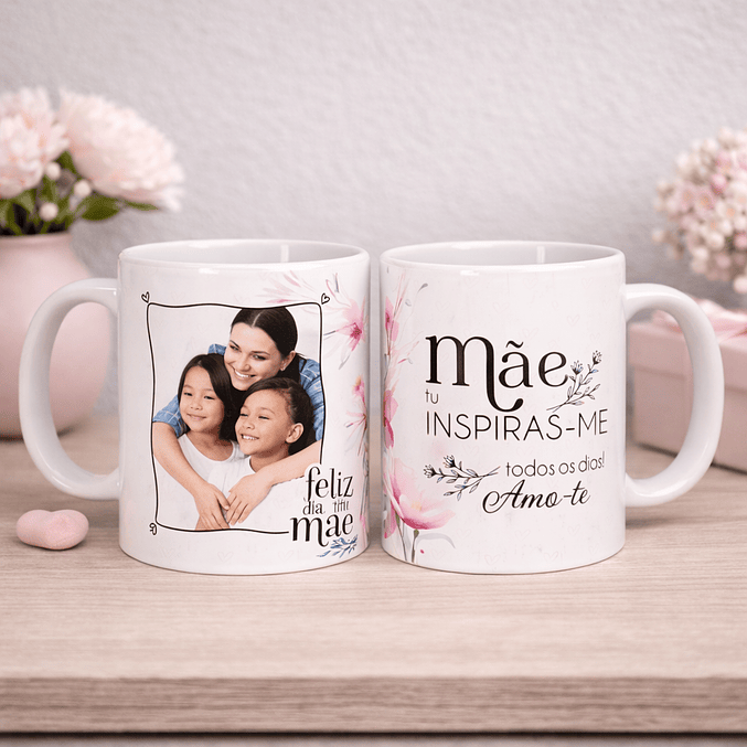 Conjunto Moldura e Caneca Personalizados - Dia da Mãe, Tema Floral_rosa 4