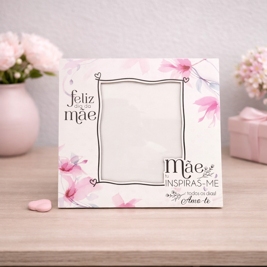 Conjunto Moldura e Caneca Personalizados - Dia da Mãe, Tema Floral_rosa 2