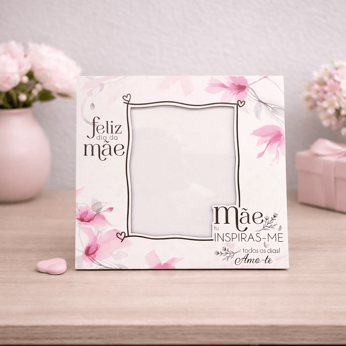 Conjunto Moldura e Caneca Personalizados - Dia da Mãe, Tema Floral_rosa 2