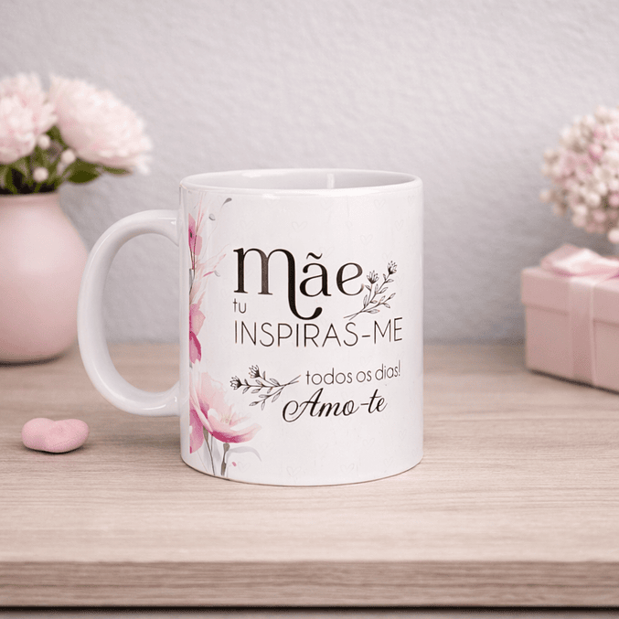 Conjunto Moldura e Caneca Personalizados - Dia da Mãe, Tema Floral_rosa 6