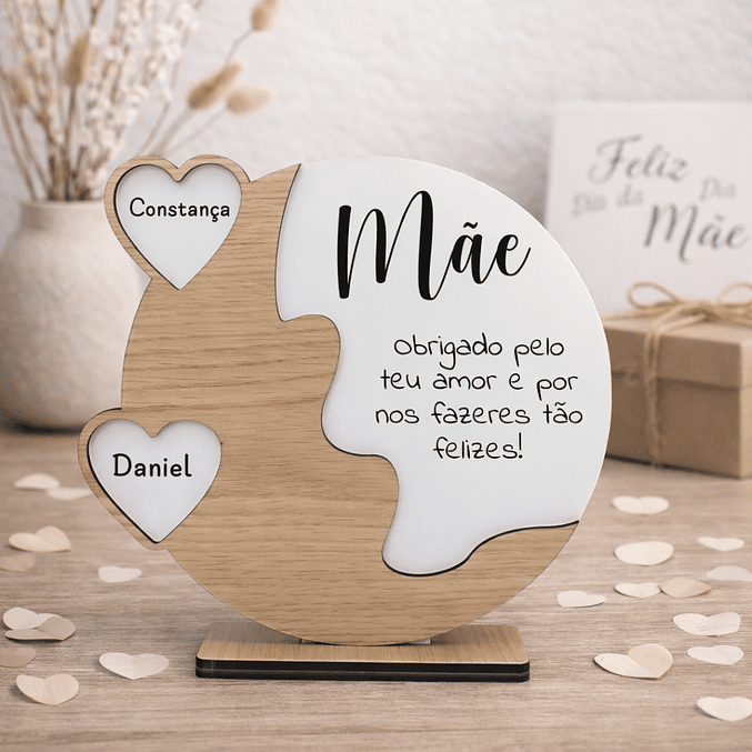 Placa Personalizada com Nomes e Dedicatória para Mãe 1