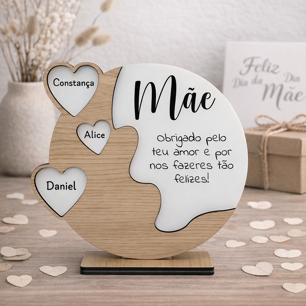 Placa Personalizada com Nomes e Dedicatória para Mãe 2