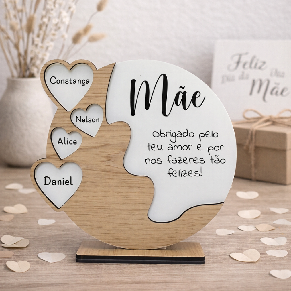 Placa Personalizada com Nomes e Dedicatória para Mãe 3