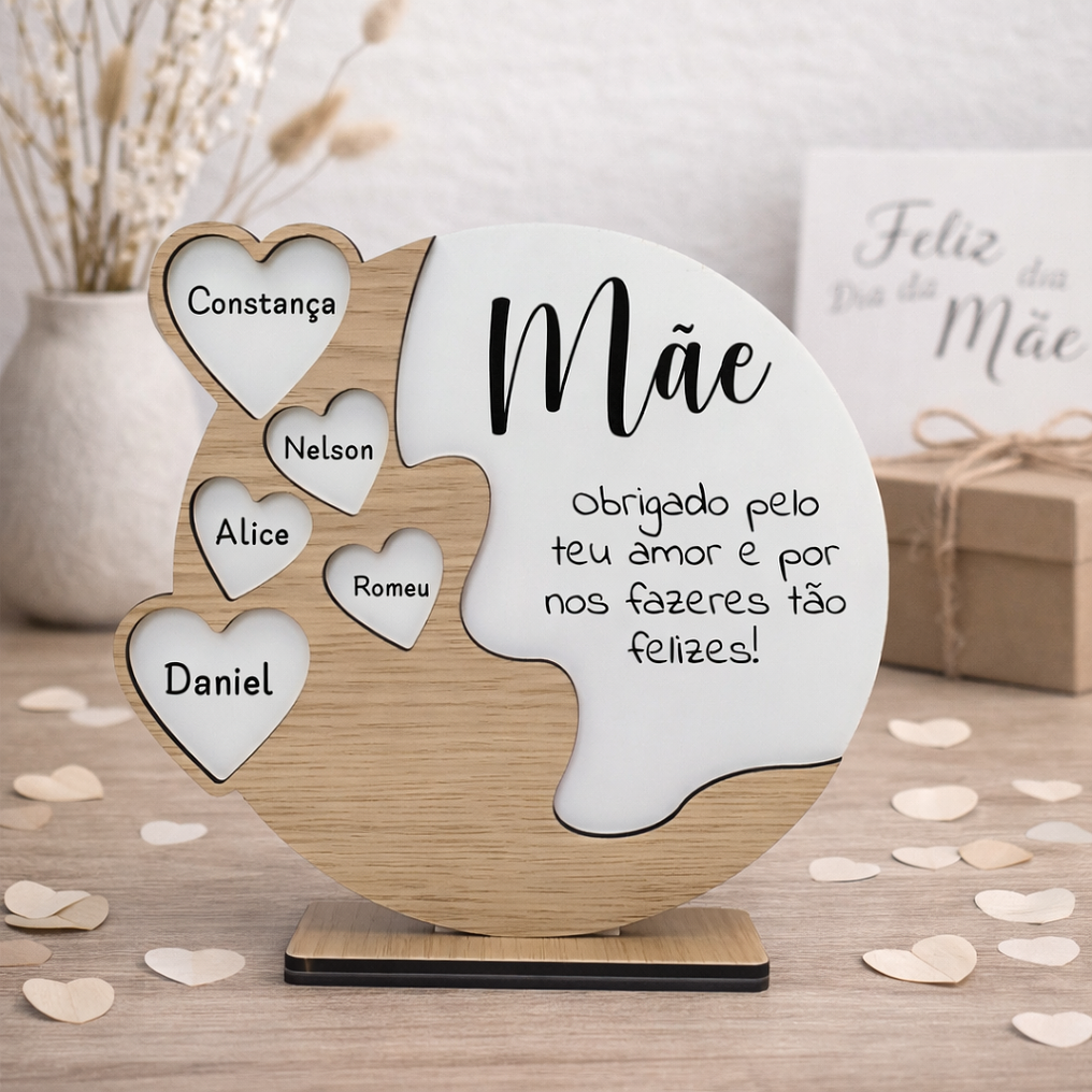 Placa Personalizada com Nomes e Dedicatória para Mãe 4