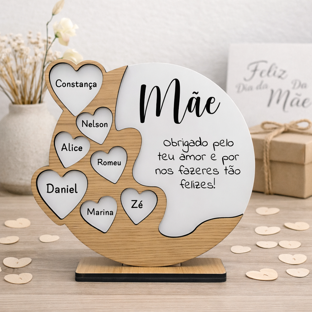 Placa Personalizada com Nomes e Dedicatória para Mãe 6