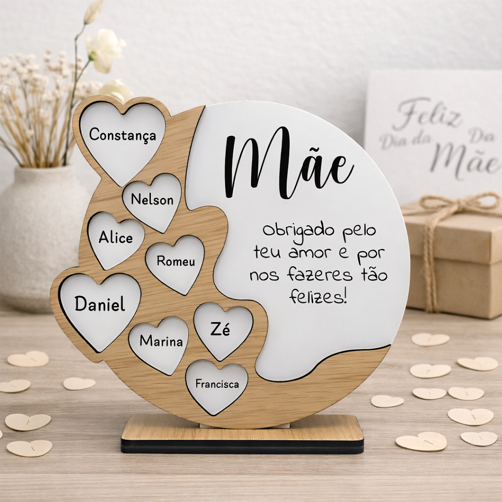Placa Personalizada com Nomes e Dedicatória para Mãe 7