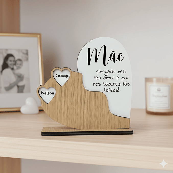 Placa Coração Personalizada com Nomes para Mãe 2