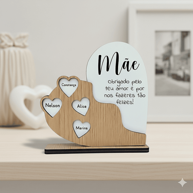 Placa Coração Personalizada com Nomes para Mãe 5