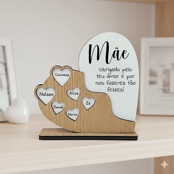 Placa Coração Personalizada com Nomes para Mãe 6