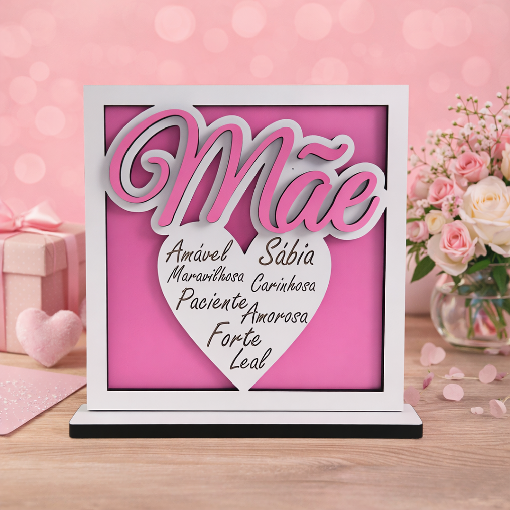 Placa para a Mãe – Coração com Adjetivos 1