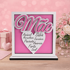 Placa para a Mãe – Coração com Adjetivos