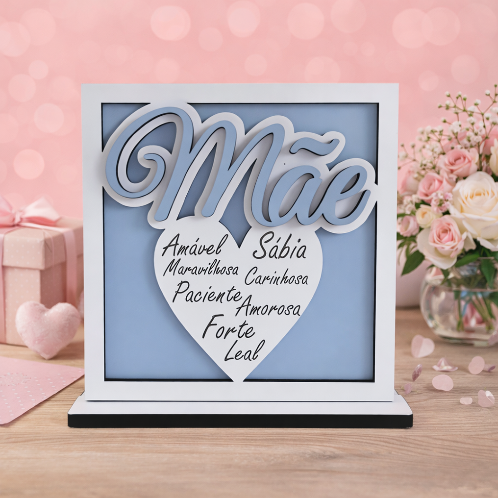 Placa para a Mãe – Coração com Adjetivos 2