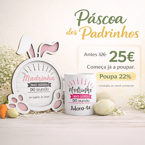 Pack Placa coelhinho + caneca padrinhos/afilhados personalizado