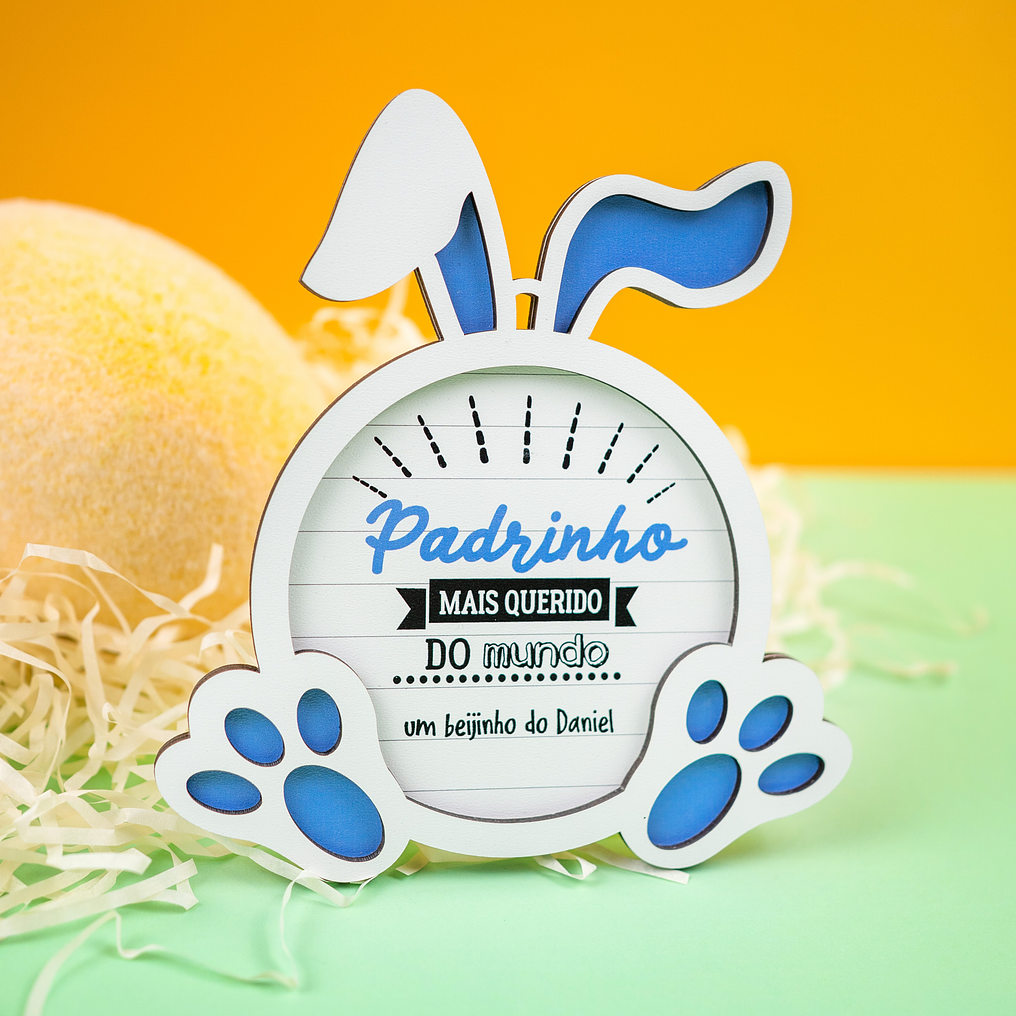 Pack Placa coelhinho + caneca padrinhos/afilhados personalizado 6