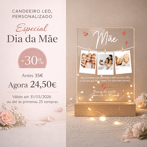 Candeeiro LED Dia da Mãe, Avós, ... (3 Fotos Polaroid)