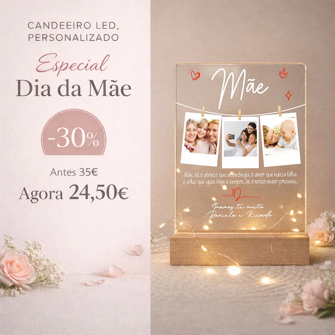 Candeeiro LED Dia da Mãe, Avós, ... (3 Fotos Polaroid) 1