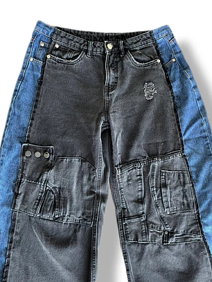 Pant bicolor tiro bajo 