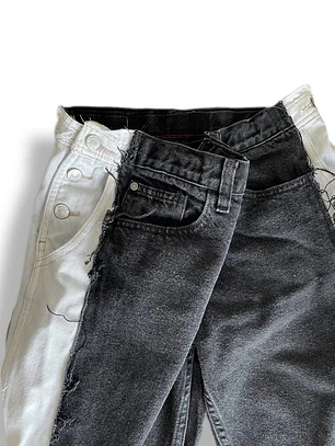 Pant bicolor tiro bajo 