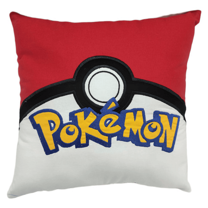 Cojín Bordado: Pokebola Clásica Con Logo Pokémon 1