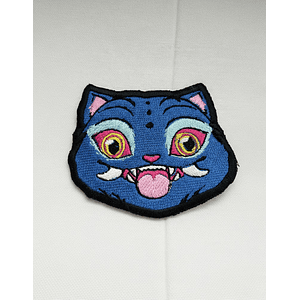 Parche Bordado Gato Demonio Azul Termoadhesivo Ropa