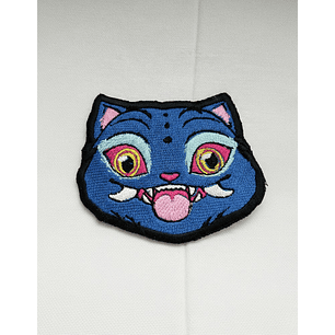 Parche Bordado Gato Demonio Azul Termoadhesivo Ropa