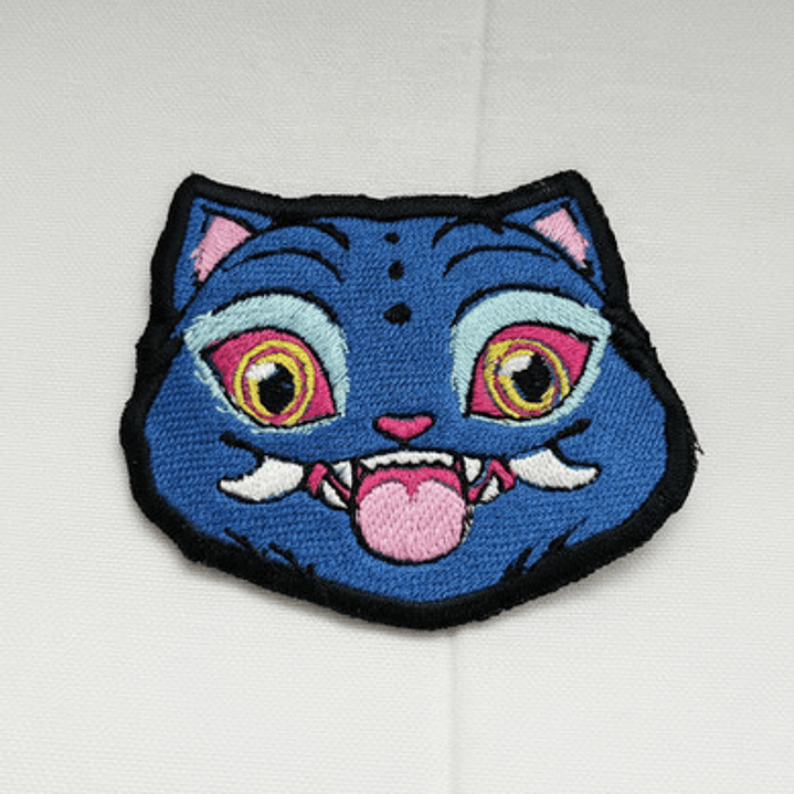 Parche Bordado Gato Demonio Azul Termoadhesivo Ropa 1