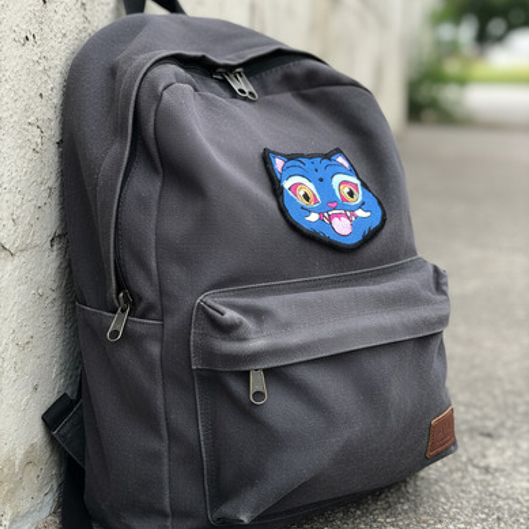 Parche Bordado Gato Demonio Azul Termoadhesivo Ropa 2