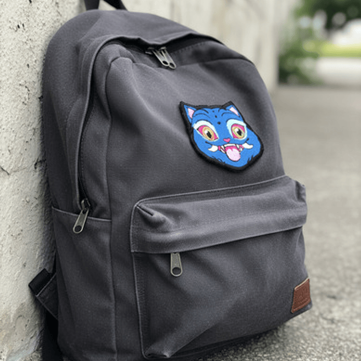 Parche Bordado Gato Demonio Azul Termoadhesivo Ropa 2