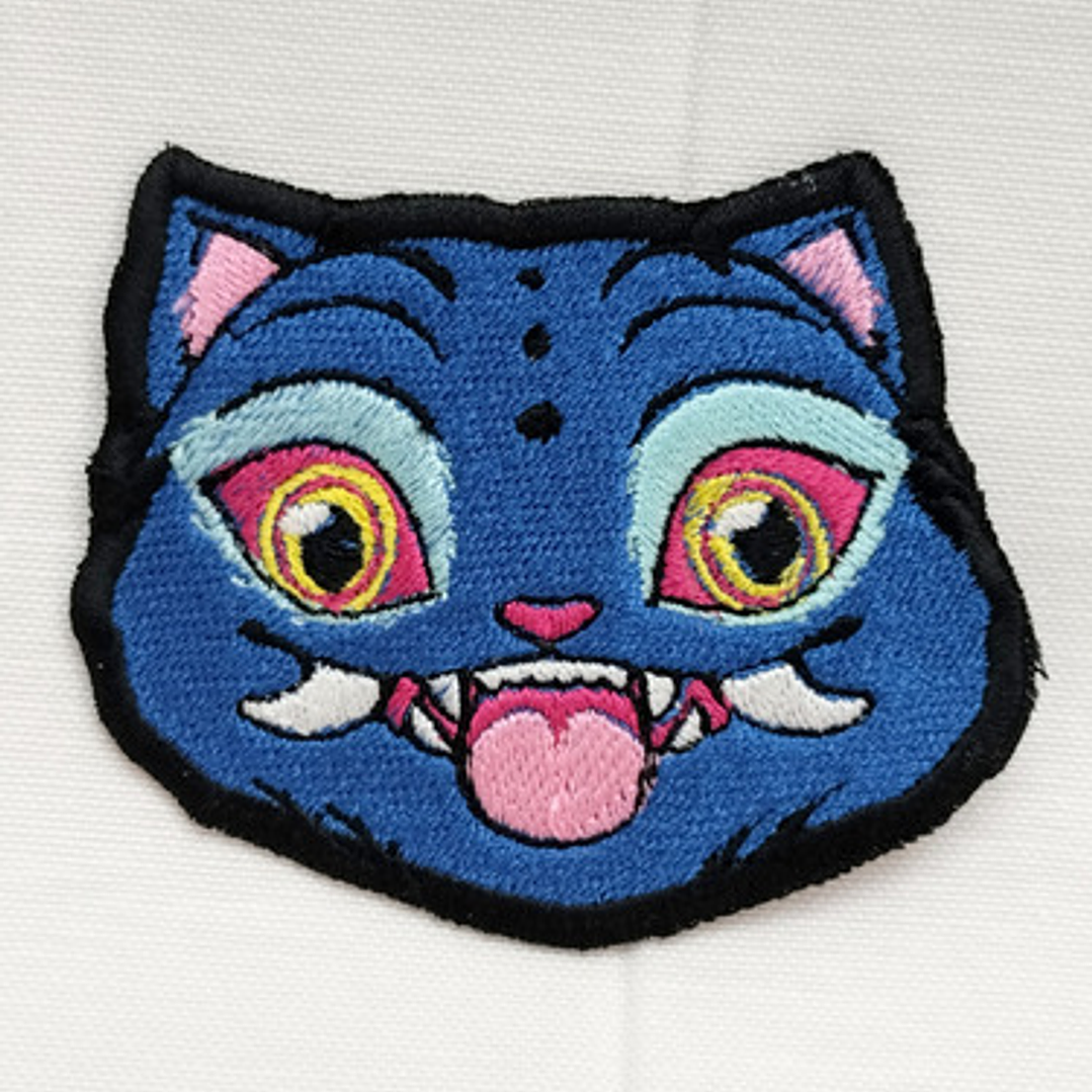 Parche Bordado Gato Demonio Azul Termoadhesivo Ropa 3