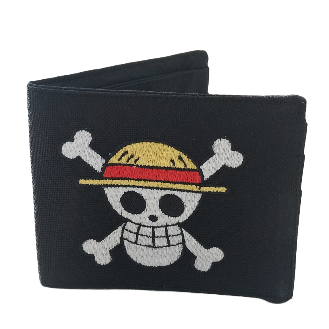 Billetera Bordada One Piece - Diseño Jolly Roger & Logo | Piratas del Sombrero de Paja 1