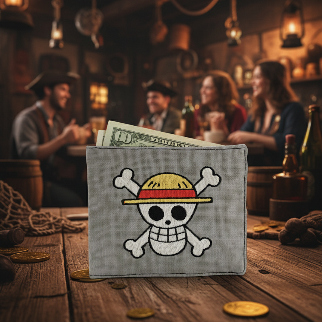 Billetera Bordada One Piece - Diseño Jolly Roger & Logo | Piratas del Sombrero de Paja 4