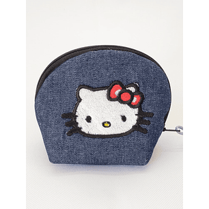 Monedero Bordado Gatita Kawaii Moño Rojo Lona Y Jeans