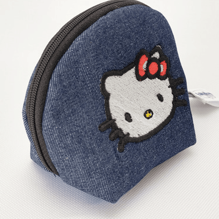 Monedero Bordado Gatita Kawaii Moño Rojo Lona Y Jeans 4
