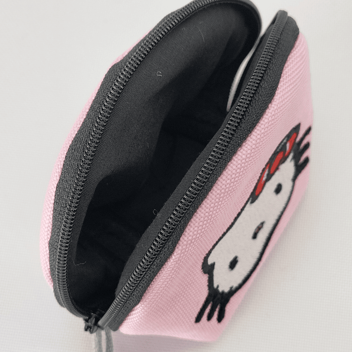 Monedero Bordado Gatita Kawaii Moño Rojo Lona Y Jeans 7