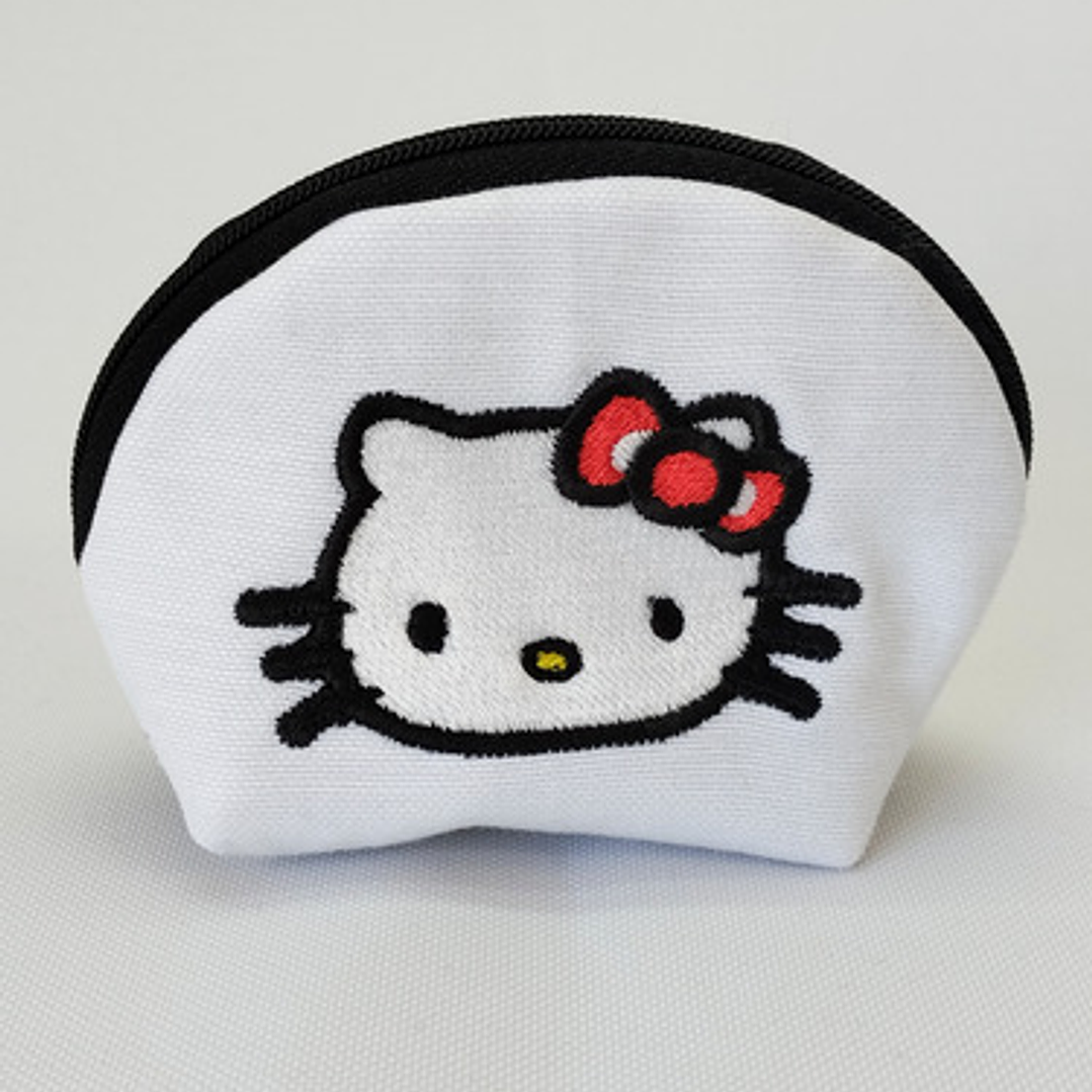 Monedero Bordado Gatita Kawaii Moño Rojo Lona Y Jeans 2