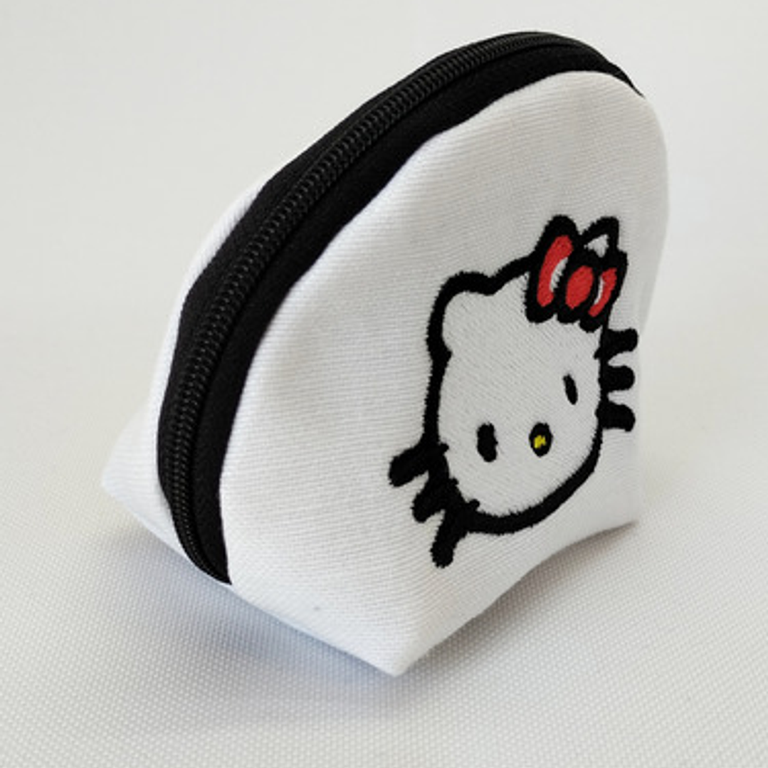 Monedero Bordado Gatita Kawaii Moño Rojo Lona Y Jeans 3
