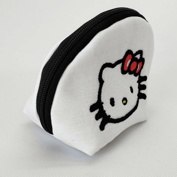 Monedero Bordado Gatita Kawaii Moño Rojo Lona Y Jeans 3