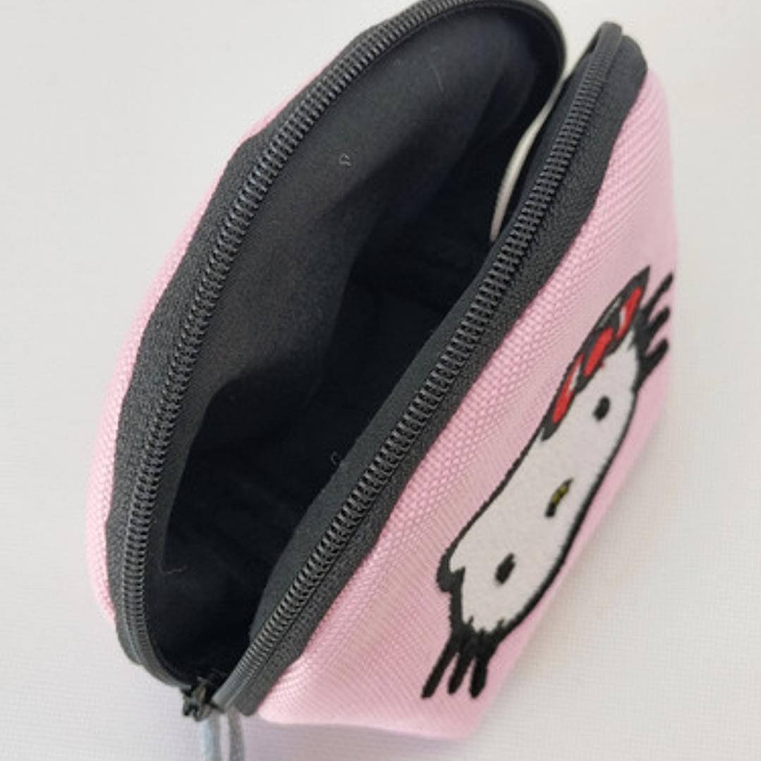 Monedero Bordado Gatita Kawaii Moño Rojo Lona Y Jeans 5