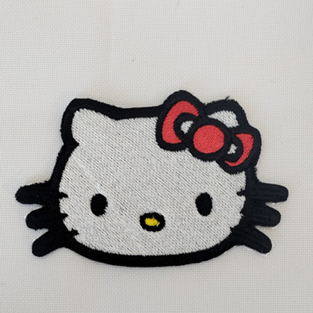 Parche Bordado Gatita Kawaii Moño Rojo Termoadhesivo 3