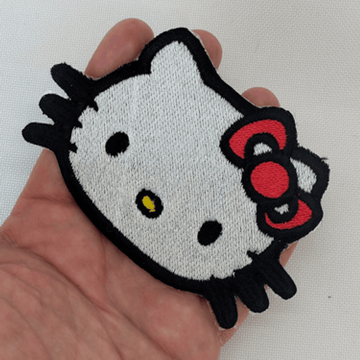 Parche Bordado Gatita Kawaii Moño Rojo Termoadhesivo 4
