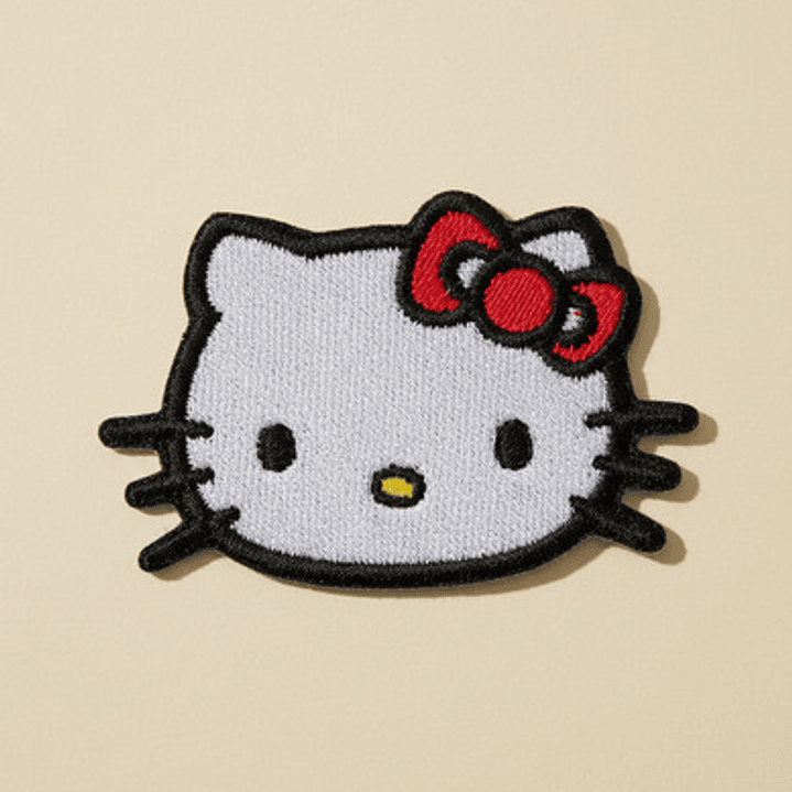 Parche Bordado Gatita Kawaii Moño Rojo Termoadhesivo 6